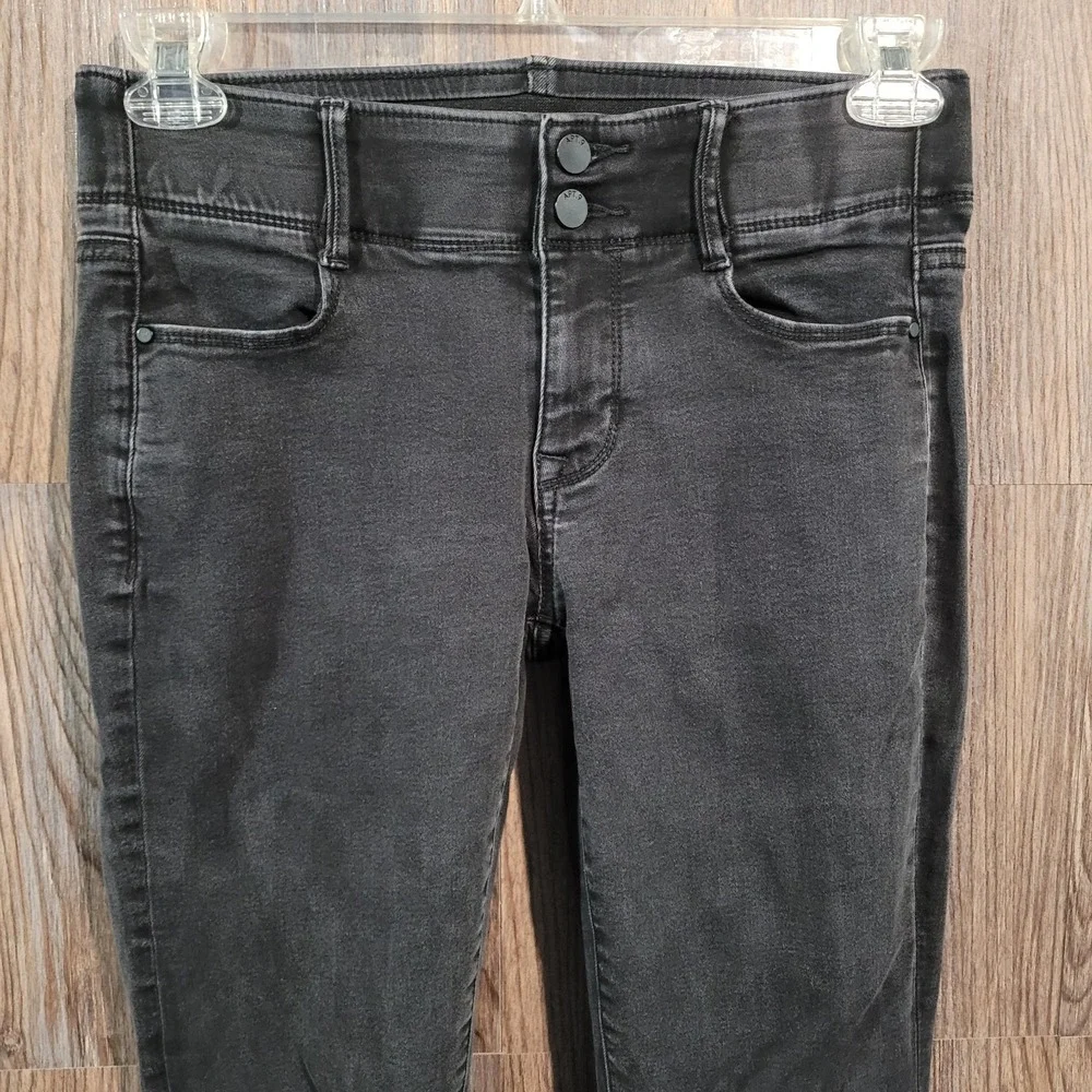 APT 9 Tummy Control Bootcut Jeans Size 6 x 29 Black Denim Low Rise Stretch FLAW